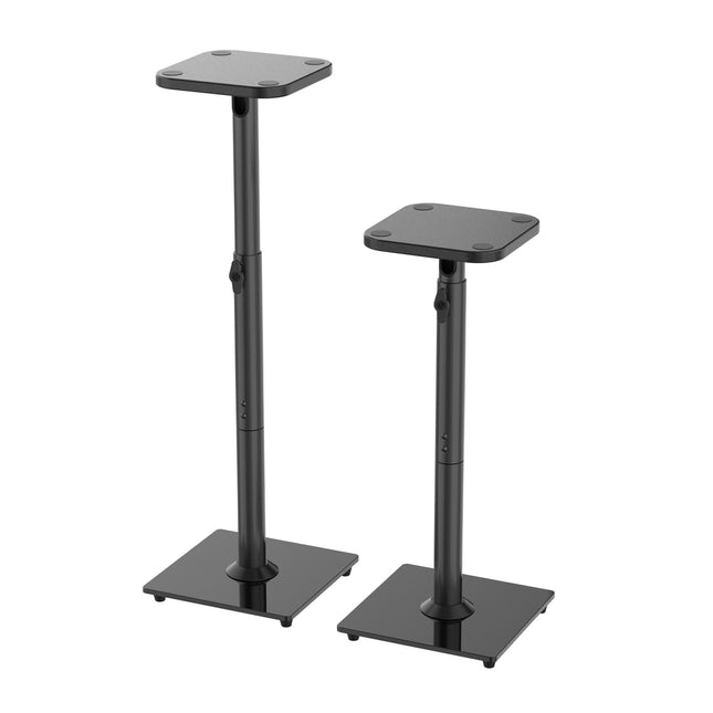 Adjustable Steel & Glass Speaker Stands, Pair