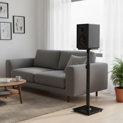 Adjustable Steel & Glass Speaker Stands, Pair