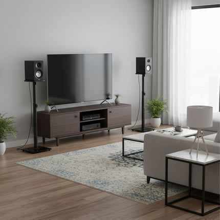 Adjustable Steel & Glass Speaker Stands, Pair
