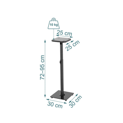 Adjustable Steel & Glass Speaker Stands, Pair