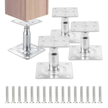 Adjustable Steel Post Supports, Set of 4 – Silver