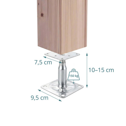 Adjustable Steel Post Supports, Set of 4 – Silver
