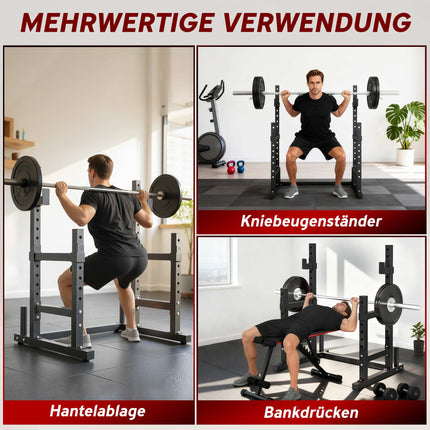 Adjustable Steel Squat Rack with Dual Barbell Stands