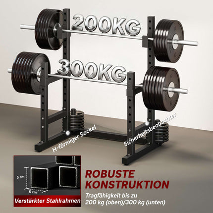 Adjustable Steel Squat Rack with Dual Barbell Stands