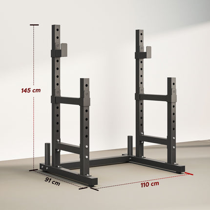 Adjustable Steel Squat Rack with Dual Barbell Stands