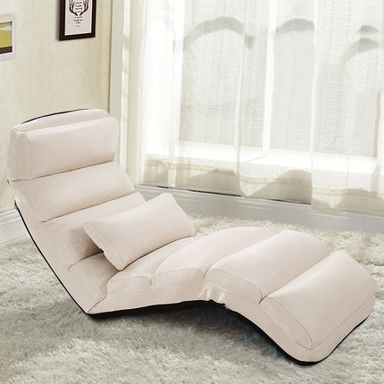 Adjustable Suede Floor Chair, 5 Positions, Beige, 175x55x20 cm