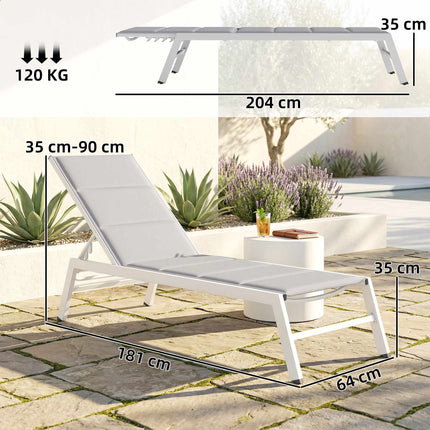 Adjustable Sun Lounger, Breathable Fabric, Aluminum Frame