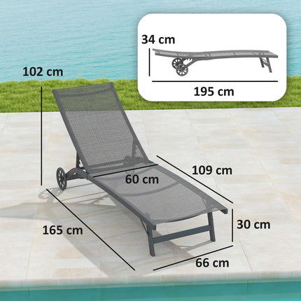 Adjustable Sun Lounger, Breathable Fabric, Aluminum Frame
