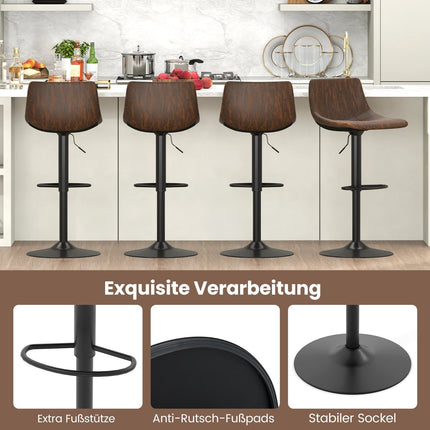 Adjustable Swivel Bar Stools Set, Brown, 60-82 cm