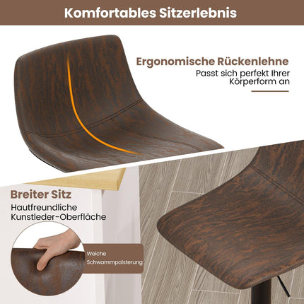 Adjustable Swivel Bar Stools Set, Brown, 60-82 cm