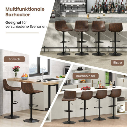 Adjustable Swivel Bar Stools Set, Brown, 60-82 cm