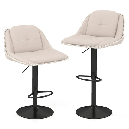Adjustable Swivel Bar Stools, Set of 2, Beige