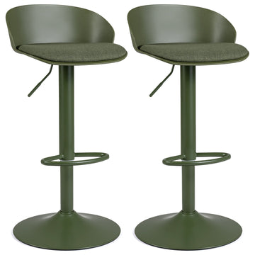 Adjustable Swivel Bar Stools, Set of 2, Cream/Olive Green