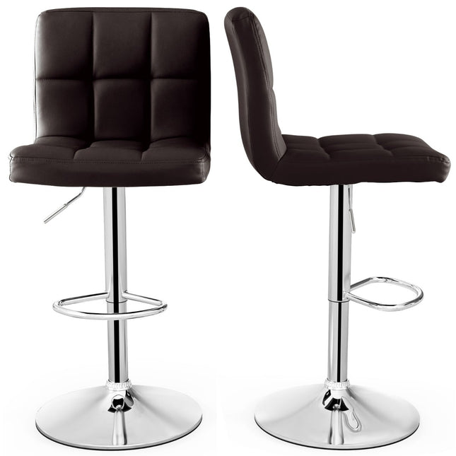 Adjustable Swivel Bar Stools Set of 2, Faux Leather, Brown