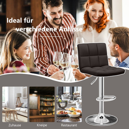 Adjustable Swivel Bar Stools Set of 2, Faux Leather, Brown