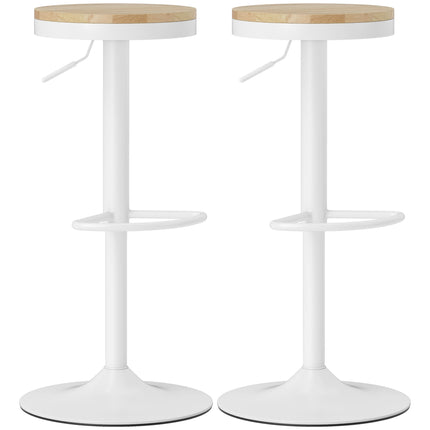 Adjustable Swivel Bar Stools Set of 2, Wood & Steel
