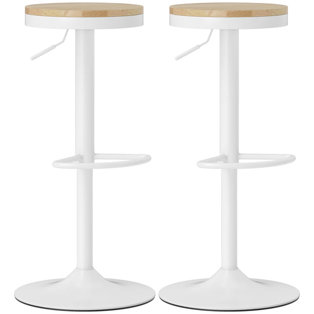 Adjustable Swivel Bar Stools Set of 2, Wood & Steel