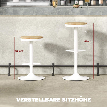 Adjustable Swivel Bar Stools Set of 2, Wood & Steel