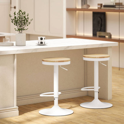Adjustable Swivel Bar Stools Set of 2, Wood & Steel