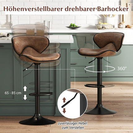 Adjustable Swivel Bar Stools with Backrest, Set of 2