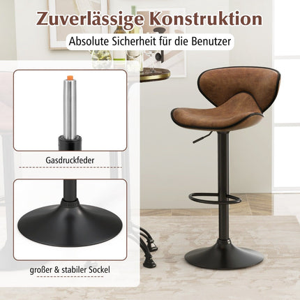 Adjustable Swivel Bar Stools with Backrest, Set of 2