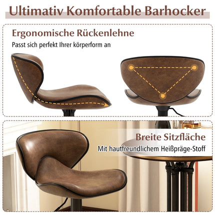 Adjustable Swivel Bar Stools with Backrest, Set of 2