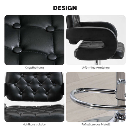Adjustable Swivel Bar Stool with Backrest, Black, Metal Frame