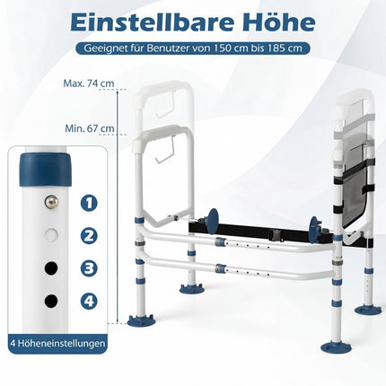 Adjustable Toilet Safety Frame with Storage, White