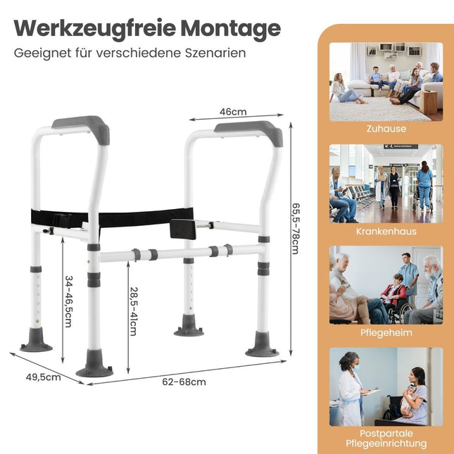 Adjustable Toilet Safety Rail – 6 Heights, 2 Widths, Carbon Steel