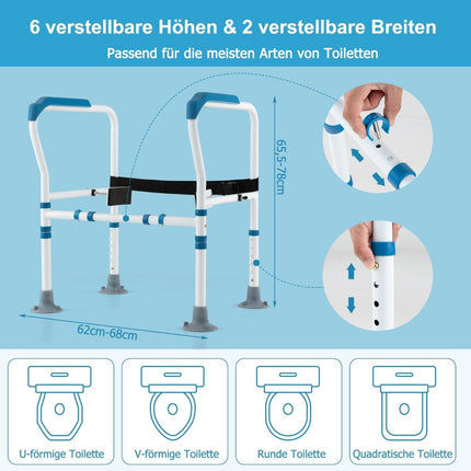 Adjustable Toilet Safety Rail – Height & Width Options
