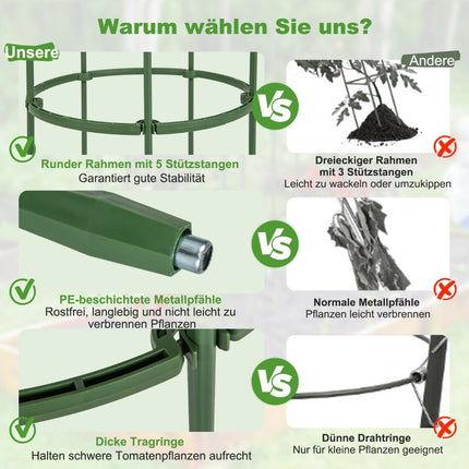 Adjustable Tomato Plant Support Cage Set – 154 cm, 3-Pack