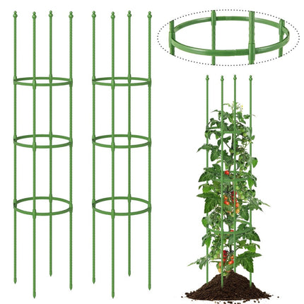 Adjustable Tomato Plant Support Set – 2 Pack, Metal, 3 Heights