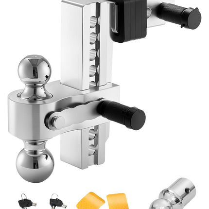 Adjustable Trailer Hitch, 8-In Drop, Tri-Ball, 2-In Receiver
