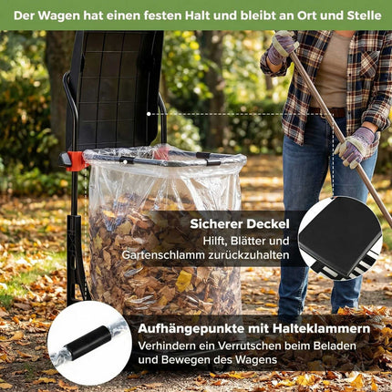 Adjustable Trash Bag Holder with Wheels & Lid, Black