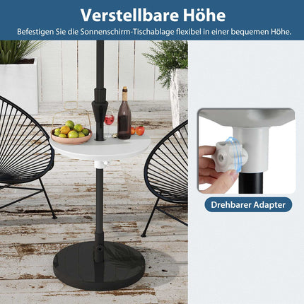 Adjustable Umbrella Table with 38-48mm Hole, White