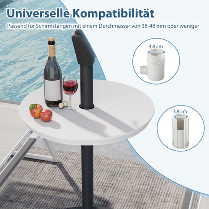 Adjustable Umbrella Table with 38-48mm Hole, White