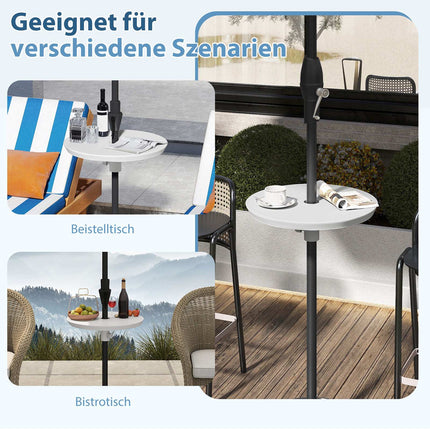Adjustable Umbrella Table with 38-48mm Hole, White