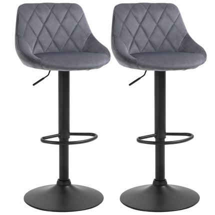Adjustable Velvet Bar Stools Set of 2 with Footrest