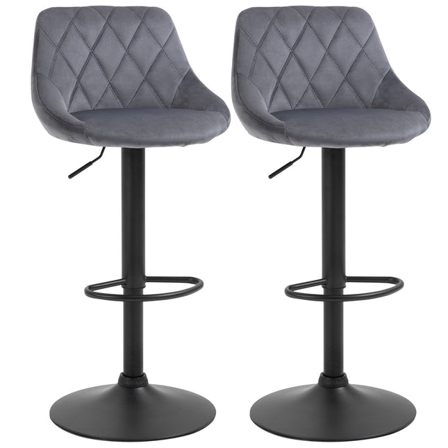 Adjustable Velvet Bar Stools Set of 2 with Footrest