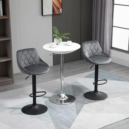 Adjustable Velvet Bar Stools Set of 2 with Footrest