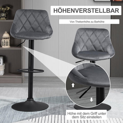 Adjustable Velvet Bar Stools Set of 2 with Footrest