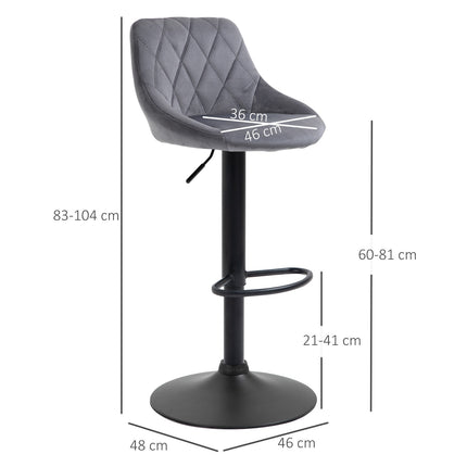 Adjustable Velvet Bar Stools Set of 2 with Footrest