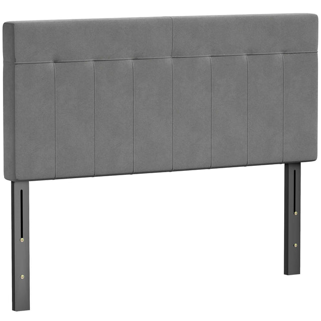 Adjustable Velvet Headboard with Metal Legs, 140 cm, Gray
