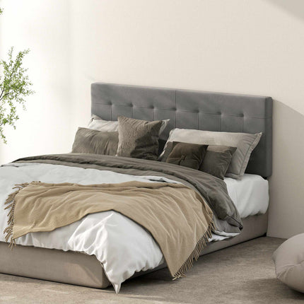 Adjustable Velvet Headboard with Metal Legs, 140 cm, Gray