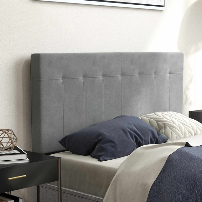 Adjustable Velvet Headboard with Metal Legs, 140 cm, Gray