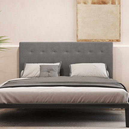 Adjustable Velvet Headboard with Metal Legs, 140 cm, Gray