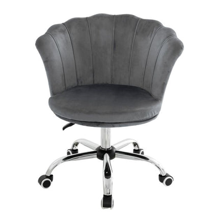 Adjustable Velvet Office Chair, Swivel Casters, Gray