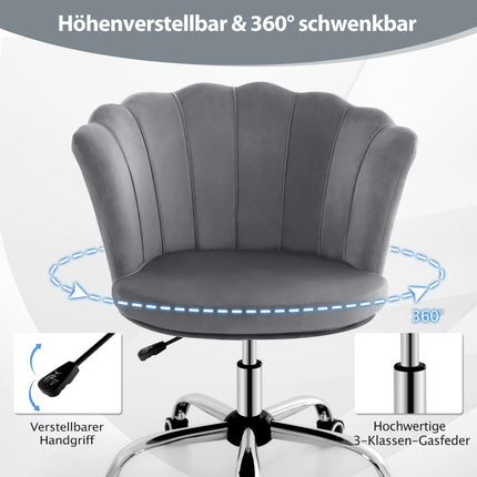 Adjustable Velvet Office Chair with Wheels, Ergonomic Design