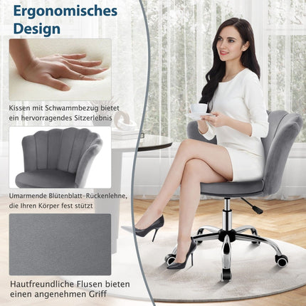 Adjustable Velvet Office Chair with Wheels, Ergonomic Design