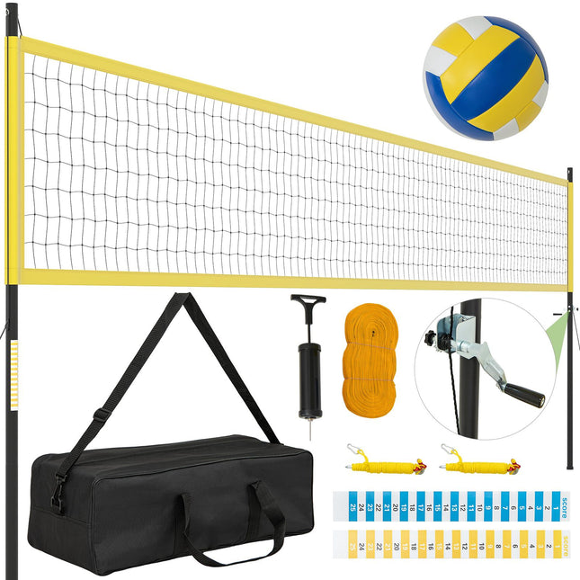 Adjustable Volleyball Net Set with Stand, 9.75m x 90cm